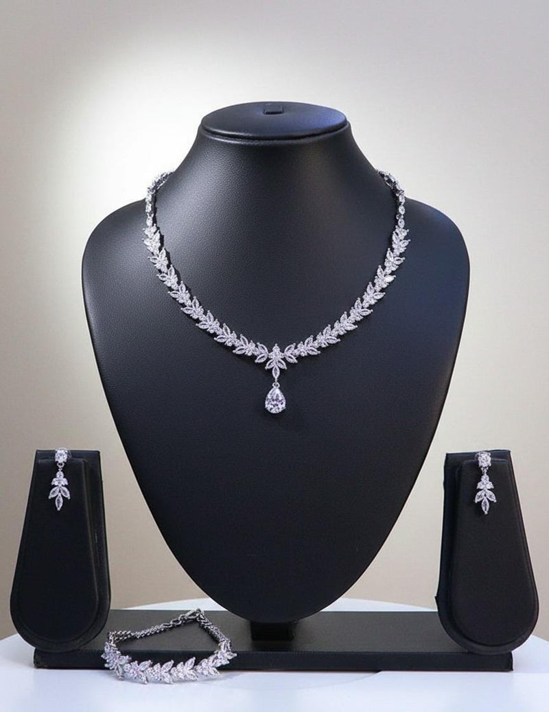 Divina CZ Jewelry Set with Earrings and Bracelet